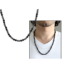 Erkek Kolye Doğaltaş Onix Hematit Kaplangözü Makrome Erkeğe Özel Doğumgünü Hediyesi Doğaltaş Kolye