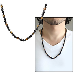 Erkek Kolye Doğaltaş Onix Hematit Makrome Erkeğe Özel Doğumgünü Hediyesi Doğaltaş Kolye